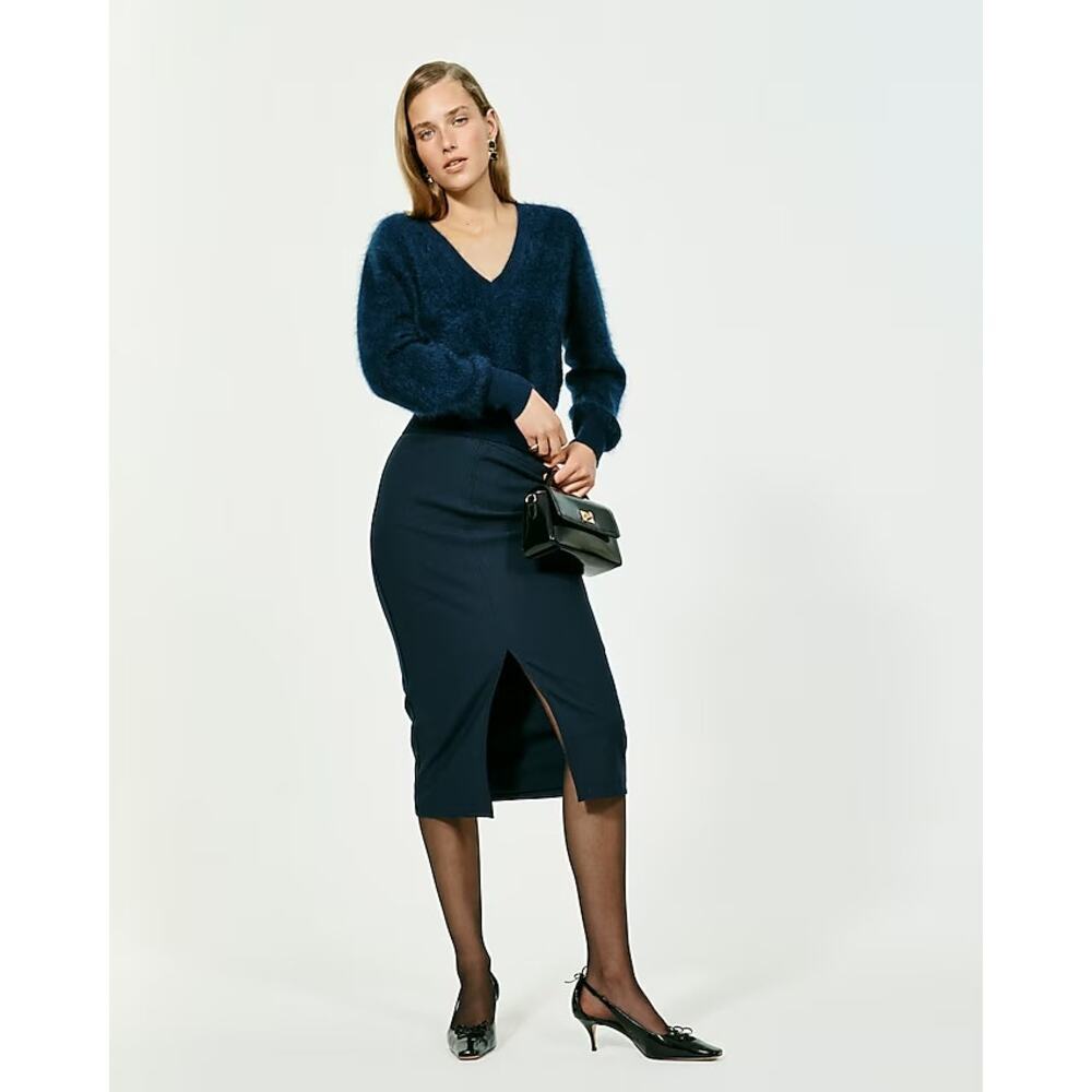 J.Crew Pencil Midi Skirt in Four-Season Stretch Navy Size 6 NWT